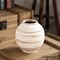 Uniquewise Ceramic Stripe Vase Vintage Boho Decorative Piece for Pampas Grass Ideal for Living Room Coffee Table Mantle Shelf and Centerpieces Modern Farmhouse Decor & Occassion Gift, White